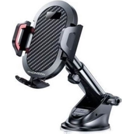 Support téléphone voiture Thomson ventouse rotatif 360° bras télescopique 53–95 mm noir/gris