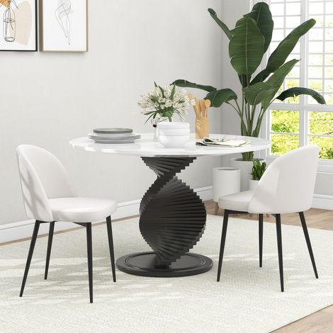 Lot de 2 chaises salle à manger chaise de cuisine scandinave chaise en velours rembourrée avec pieds effilés en métal