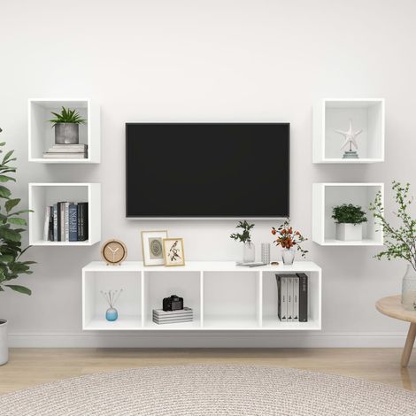 5 Piece TV Cabinet Set White Engineered Wood vidaXL (1/5)