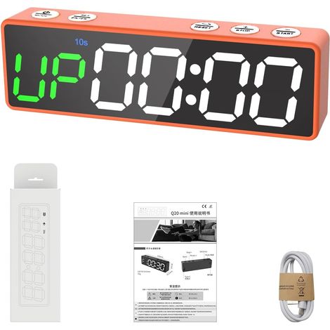 Minuteur Fitness, Portable Horloge Gym Timer, Aimant Puissant, Intervall Timer avec Batterie, Horloge Murale Numerique 12/24H Compte à Rebours/Chronomètre pour la Gym/Jeu de Société/Home (1/5)