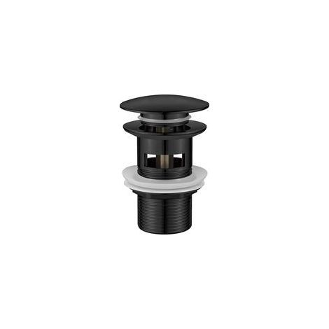 Ibergrif Asta di scarico universale a scomparsa per troppopieno lavabo, in ottone massiccio con finitura cromata nera, M20502B - Crezuo