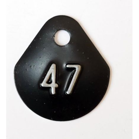 Chiffre goutte d'eau fond noir (à l'unité) estampé "47" en relief blanc hauteur d'écriture 11mm DERANCOURT