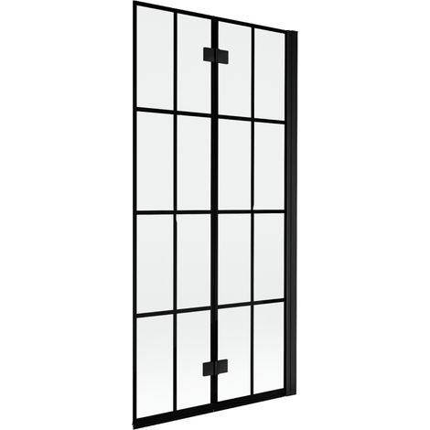 Mexen Mist paravento doccia a 2 ante destro 90 x 150 cm, griglia nera, nero - 8A9-090-002-70-77-P (1/5)