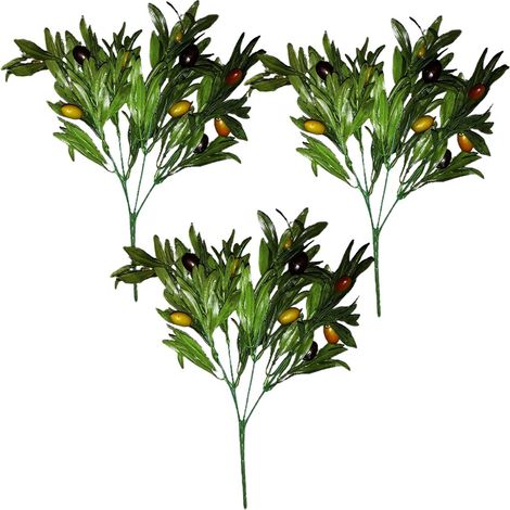 Ramo ulivo di pasqua set3 stelo pianta piantina in plastica decorazioni addobbi pasquali per vaso casa vetrina negozio (1/5)