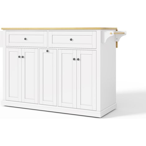 Isola cucina mobile pieghevole con cassetti e ruote bloccabili 121 x 69 x 89 cm MDF (1/5)