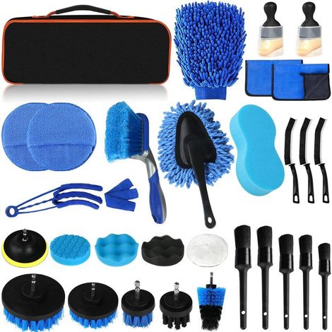 Kit Nettoyage Auto 31pcs Brosse Perceuse Détail Voiture Climatisation Ventilateur -Alovez-WCY