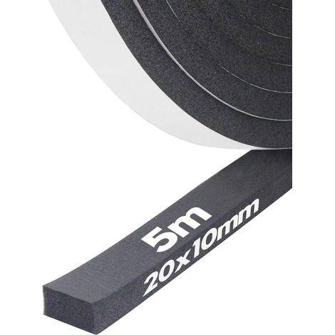 Isolant Portes Fenêtres en Mousse Autocollant, 20mm x 10mm x 5m, Joint Adhésif en Mousse Caoutchouc, Calfeutrage Isolation Phonique, Anti-collision (1/5)