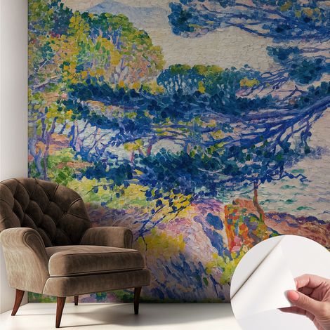 Selbstklebende Tapete - Wanddekoration Wohnzimmer - Tapete Schlafzimmer Impressionistische Landschaft 250x250 cm (1/5)