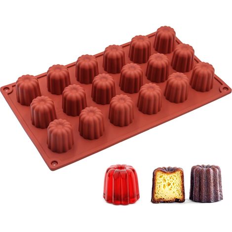 Molde Mini Cannelé Silicona 18 Cavidades, Molde Mini Cannelé Silicona, ø3.5 mm Moldes Canelé Antiadherentes Cavidades para Chocolate, Gelatina, Pudín, Mousse (1/5)