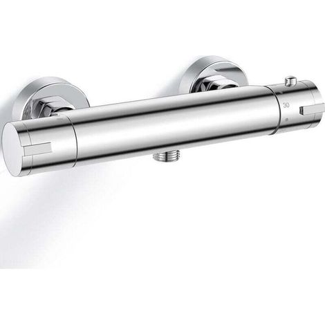 Wandmontierter thermostatischer Duschmischer mit 38°C-Sicherheitsknopf, verchromt