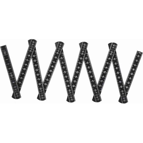 Règle pliante 1M 3pi pliable 10 segments en plastique noir blanc compacte légère pour menuisier mesure intérieure bricolage et sous l'eau (1/2)