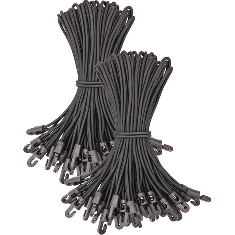 Spanngummis mit Haken 100 Stück, 25 cm, Schwarz (1/5)