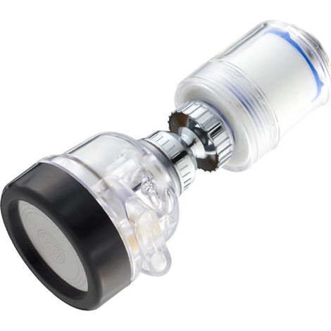 Robinet de cuisine Extender Booster Pommeau de douche Diffuseur Résistant aux éclaboussures Purificateur d'eau Filtre Buse Évier Économiseur d'eau Robinet 360 ° Rotation transparent (1/4)