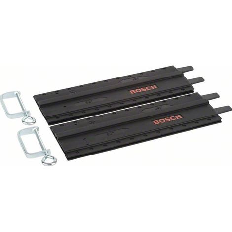 Bosch – Rail de guidage 2 pcs en plastique avec pinces-étaux – Compatible avec guide parallèle 2608040289 – Fixation sûre sur surface de travail (1/7)