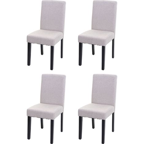 Set 4x sedie Littau tessuto soggiorno cucina sala da pranzo 43x56x90cm avorio beige piedi scuri