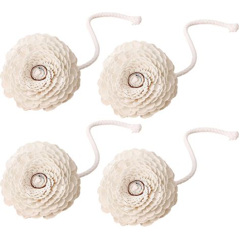 Diffuseur de parfum 4 pièces en forme de fleur avec fil de coton, rose en bois, sans flamme, pour une aromathérapie aux huiles essentielles. (1/5)
