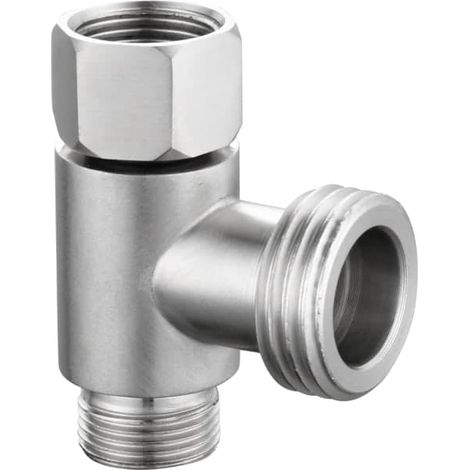Raccords en T, adaptateurs en T 3/8" et 1/2", raccords en T pour tuyaux d'eau en acier inoxydable 3/8", finition nickel brossé. (1/5)