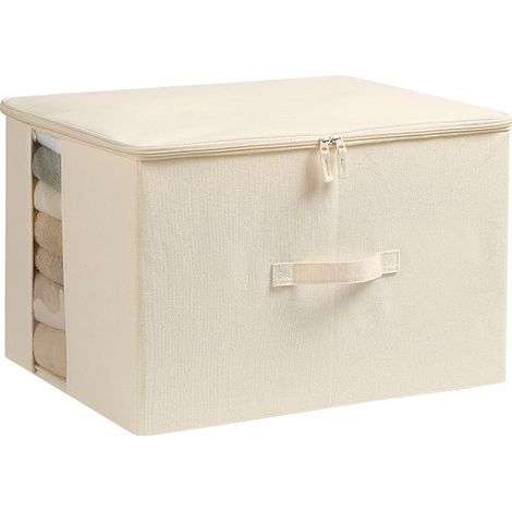 Faltbare Jumbo-Aufbewahrungsbehälter aus Segeltuch, räumen Sie Ihren Kleiderschrank auf, praktische Aufbewahrungsbox mit Deckel, Beige, 2 Stück
