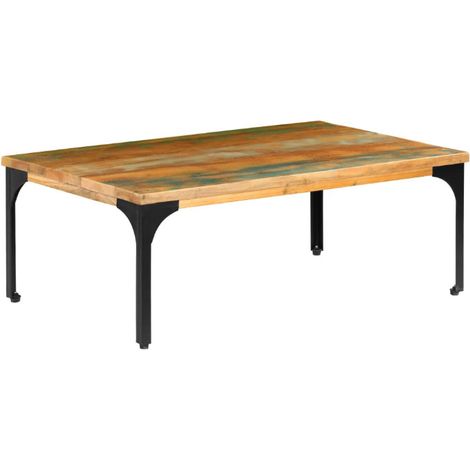 Table basse rectangulaire bois massif recyclé et métal noir Boust 2 (1/5)