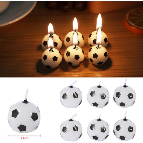 Lot de 6 bougies décoratives en forme de ballon de football pour gâteau d'anniversaire d'enfant (1/5)
