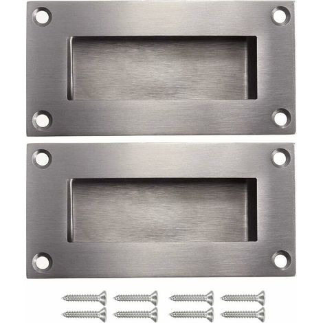 Poignées de porte poignée cachée poignée remplaçable pour porte coulissantes sans manche. Anticollision rectangulaires simple mais à la mode en acier inoxydable brossé satiné 2 pièces (1/4)