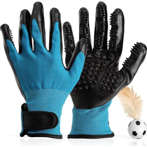 Grooming Gloves for Dog Cat,Dog Hair Glove with Toy for Animal, Cat Glove, Adjustable Dog Brush Glove for Cat/Dog/Rabbit, 1 Pair, S-M (1/5)