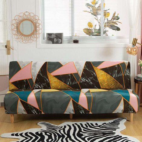 Stretch Sofa Cover without Armrest, Universal Sofa Cover without Armrest, Full Coverage Foldable Sofa Protector, Easy to Install and Clean, 3 Seater Sofa Cover, Marble MUMU (1/4)