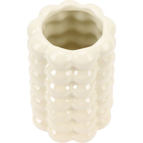 Vase céramique bulles métallisées déco luxe tendance, pot à fleurs original pour salon bureau entrée, crème (1/5)