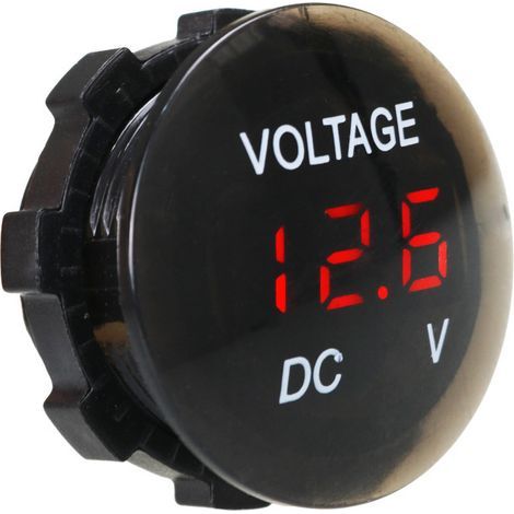 Voltmètre imperméable,Mini testeur de tension à affichage numérique DC 12V-24V Testeur à LED pour Voiture Moto Auto Truck Campervan (Rouge) (1/3)