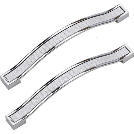 2 poignées de meuble en cristal diamant, alliage zinc, pour (1/5)