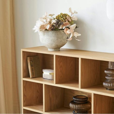 Cache-pot intérieur rond effet pierre naturelle grise H 19, 5 cm (1/5)