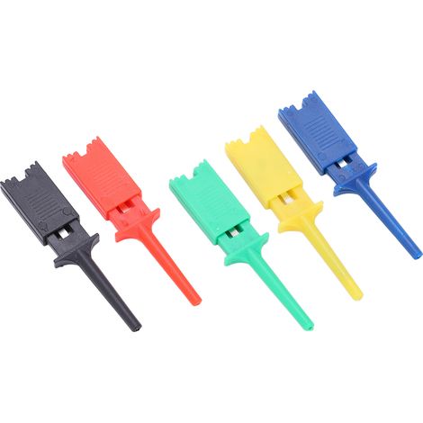 Lot de 5 Pinces Crocodile Test Hook Clip pour Multimètre, Accessoires Électronique, Fixation de Test, Pièces Détachées pour Instrument de Mesure, Câble de Test (1/5)