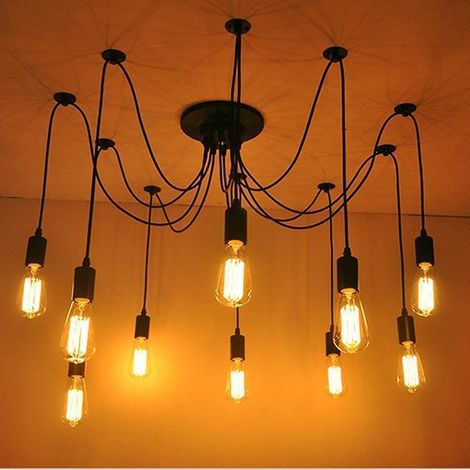 Lámpara Colgantes Industrial Retro E27 Individualidad Creativa Iluminación DIY Ajustable (10 portaLámparas)