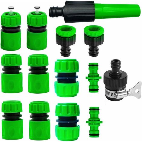royaluxe - 14raccords de robinet pour brancher un tuyau d'arrosage (1 gicleur, 1 raccord mitigeur, 2 bouchons d'eau, 2 raccords de réparation, 2 mâles doubles.) (1/5)