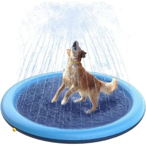 Tapis Jet d'eau Chien,Coussin D'arrosage, 170 cm Tapis de Pulvérisation,Tapis de Jeu Aquatique,pour Enfants et Animaux Domestiques,pour Jardin, Extérieur (1/4)