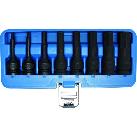 Bgs Technic – Douilles impact 6 pans mâles à choc carré 1/2 – Coffret de 8 douilles en acier chrome molybdène – Longueur 78 mm – Pour clés à chocs (1/2)