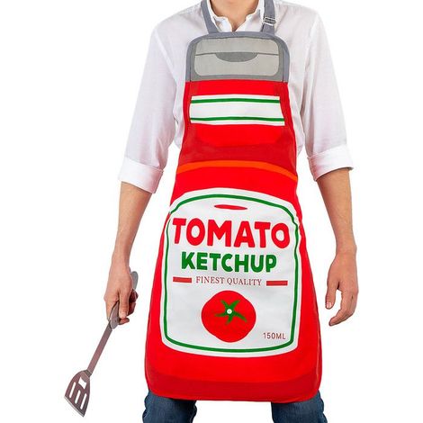 Balvi Tablier Pomodoro con cintura regolabile a forma di bottiglia di ketchup in poliestere/cotone 88cm