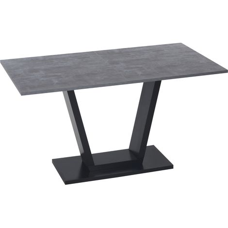 Table à manger pour 4-6 personnes avec plateau effet marbre, 140x80x76 cm, couleur noire