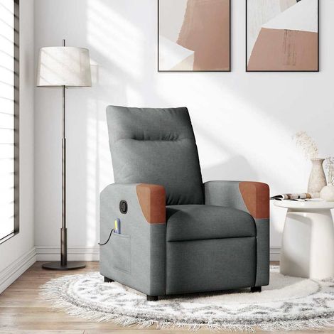 Massage Recliner Chair Dark grey 69 x 86 x 100 cm Fabric vidaXL (1/5)