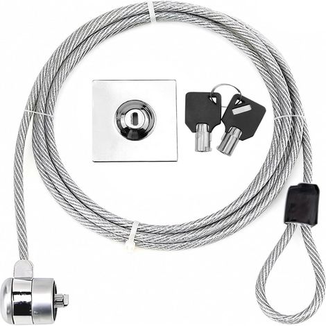 Câble Antivol pour Ordinateur Portable et Tablette, Cable Antivol PC Portable, Câble de Sécurité Antivol, Serrure de Sécurité en Acier avec 2 Clés,Antivols Telephone Portable, pour Protection (1/5)