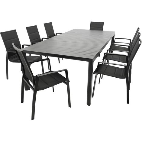 Garnitur LAGOS XL 9-teilig, Alu + Kunstgewebe schwarz