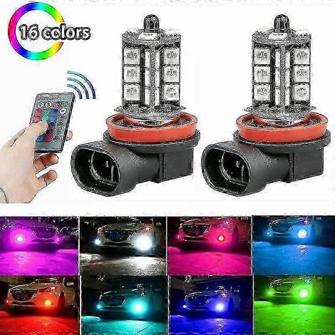 RGB-LED-Lampen mit 16 Farben, H11/H8/H9, mit drahtloser Fernbedienung, kompatibel mit Nebelscheinwerfern (1/5)