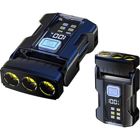 Mini lampe de poche LED, mini lampe de poche EDC, rechargeable USB-C, clip sur lampe de poche, rotation à 180°, lampe de secours portable, porte-clés pour réparation de voiture, camping, travail [Clas