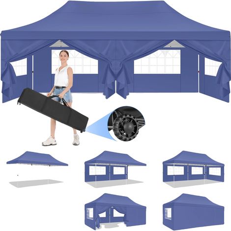 Carpa plegable, resistente a la intemperie, de montaje rápido, azul marino (1/2)
