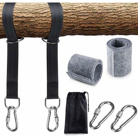 VURAHOME -Arbre Swing Sangles Accessoire de Balançoire,1 paire Fixation pour Balançoire Sangles de Hamac avec 2 mousquetons à crochet en D et 2 coussins de protection pour arbres,Supporte Jusqu'à 1700 (1/5)