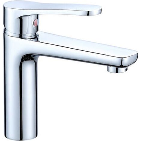 Mitigeur Lavabo - Laiton - Finition Chromée - Cartouche Céramique 40 mm - Monotrou Chaud Froid - Pour Salle De Bain Évier - 1 Pièce