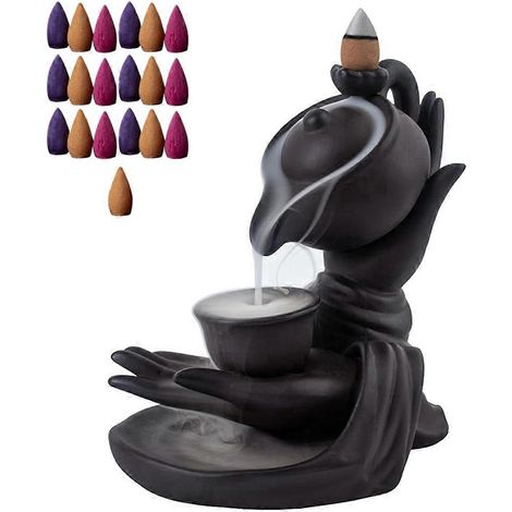 Brûleur d'encens cascade en forme de main de Bouddha (1/4)