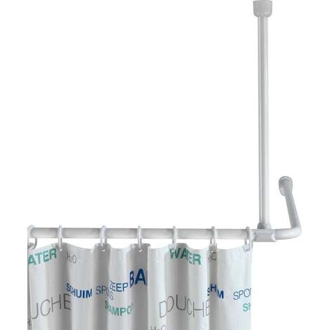 Barre de douche 57 cm blanc support plafond aluminium barre de douche télescopique barre de douche plafond barre de douche blanche fixation plafond douche support de douche plafond (1/4)