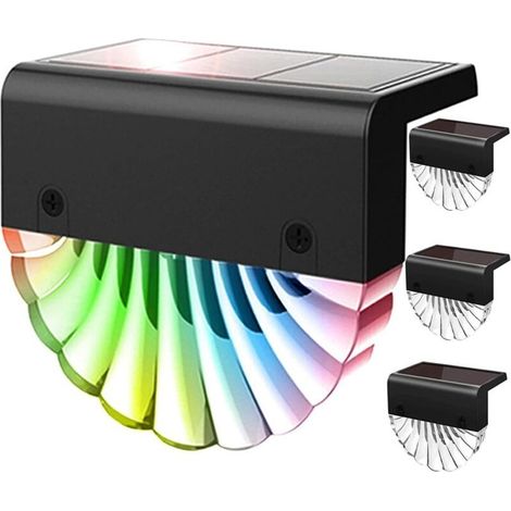 Solaire LED Extérieur Éclairage mural,4 pack Éclairage pour chemins, Lumière solaire de clôture de jardin LED changeant de couleur,Lumières de marche, allées de jardin mural (1/5)