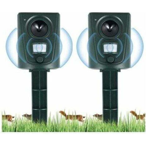 2023 2X Répulsif Chat Jardin à Ultrasons, Répulsif Chats avec Piquet au Sol Prévenir Les Chiens et Les Chats, Les Oiseaux, pour Jardins, Champs, Pépinières, Etanche (1/4)